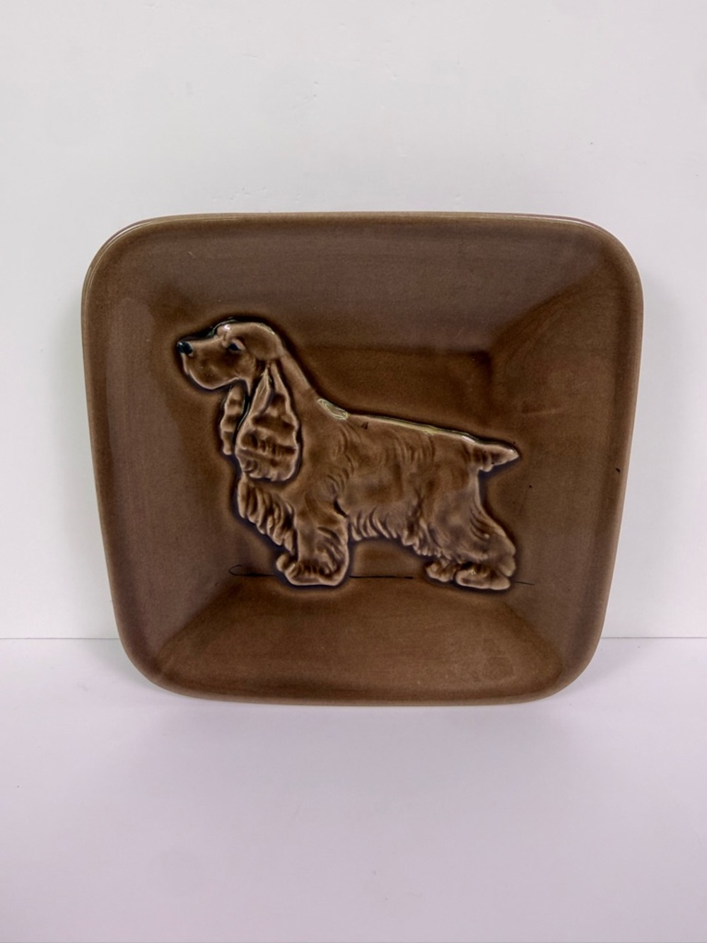 Vintage Kay Finch Cocker Spaniel Wall Plaque / Trinket Tray California Pottery